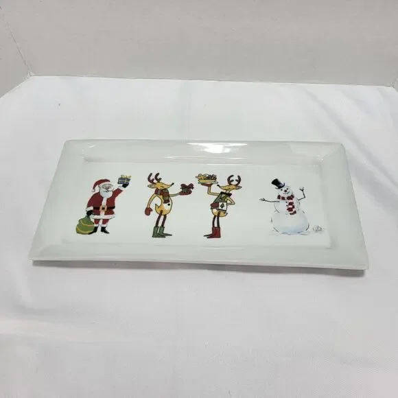 Christmas Santa Reindeer Snowman Snack Platter Tray Ashley Cooper Holiday Magic - Picture 5 of 10